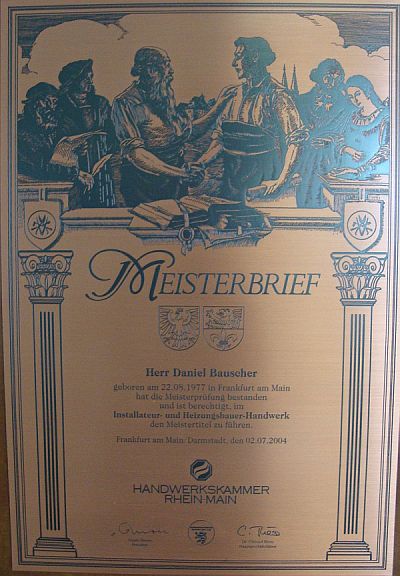 Meisterbrief Daniel Bauscher